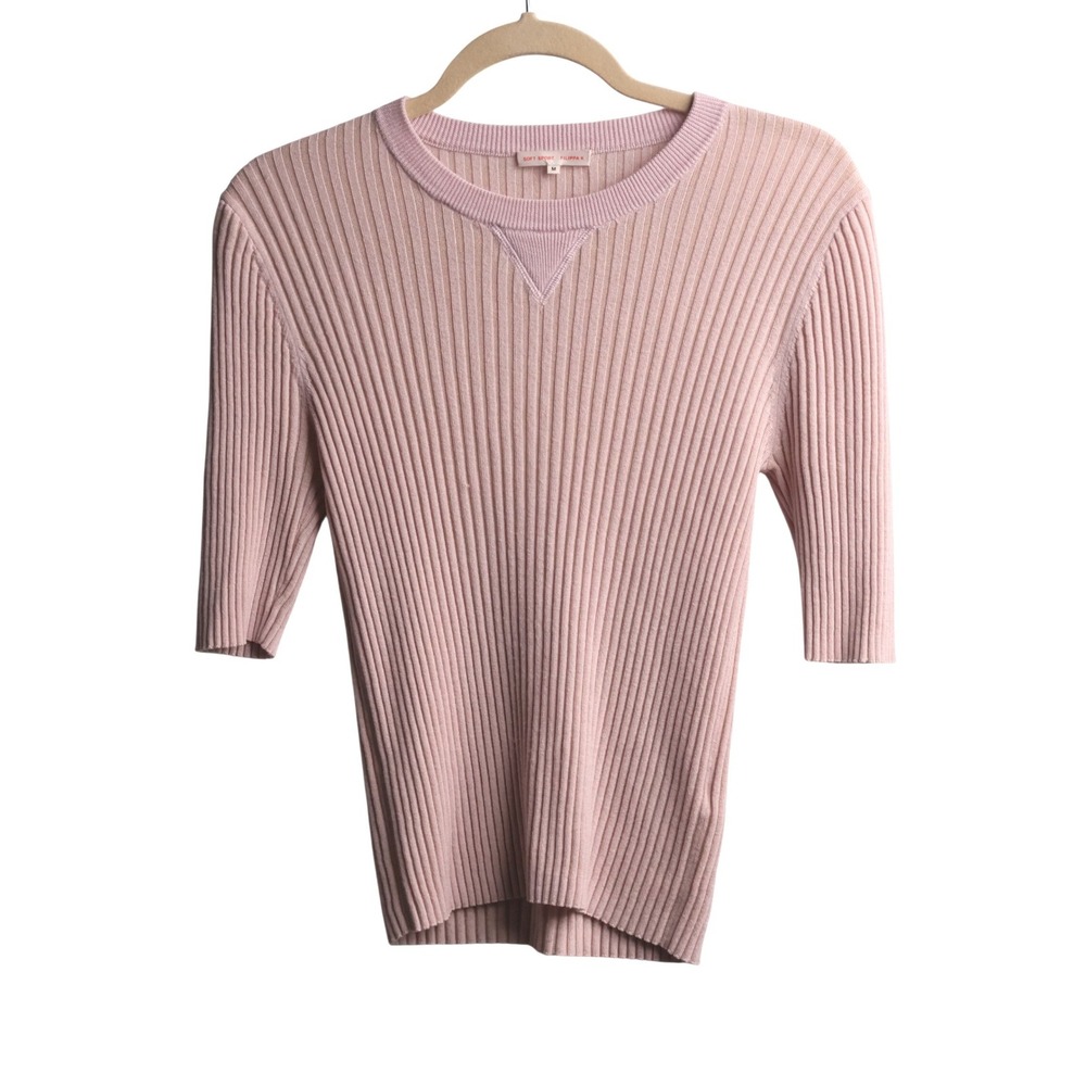 Filippa‎ K Soft Sport Slim Rib Top Pink Tencel Wool Knit M Soft Girl Minimalist
